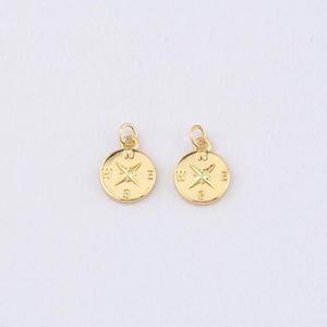 18K Gold Filled Compass Pendant,Gold Direction Charm Bracelet Necklace for DIY Jewelry Making Supply