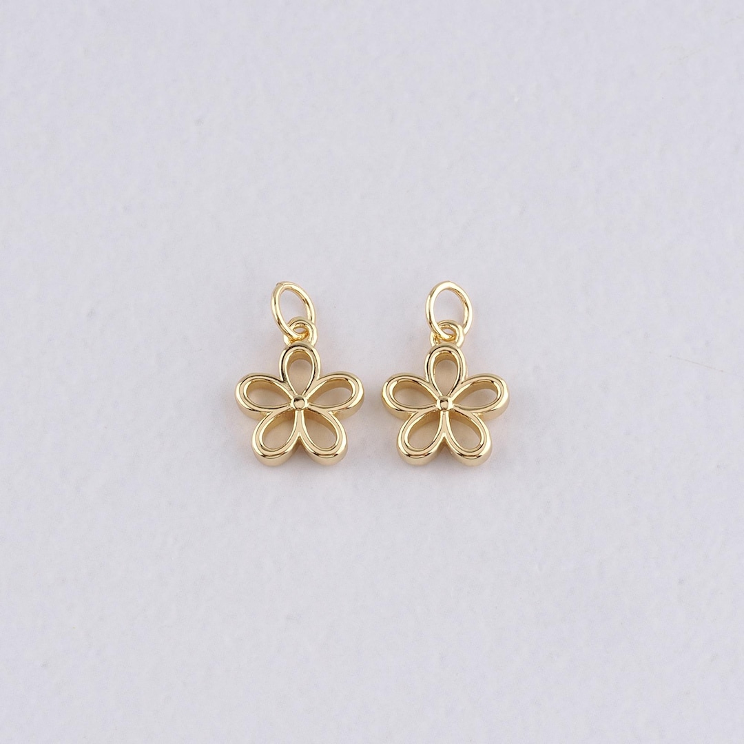 Fancy Gold R Flower 18K Gold Filled Flower Pendant,dainty Flower Charm Bracelet Necklace ...