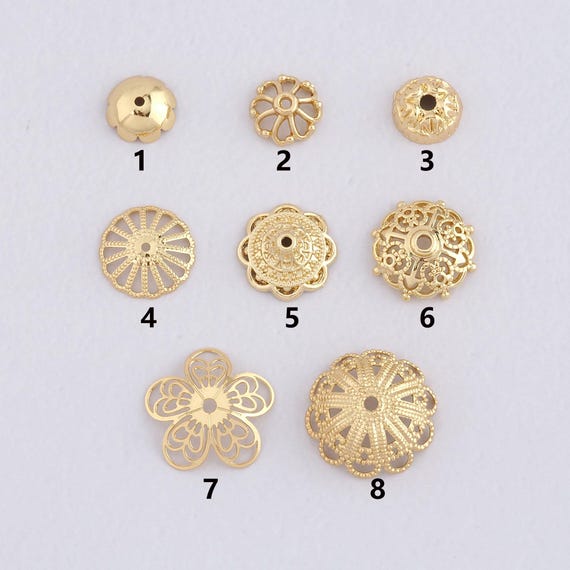 18K Gold Filled Flower Bead Caps,gold Bead Caps for DIY Jewelry