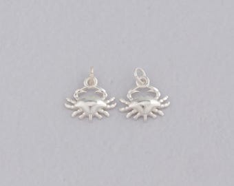 10 colgantes de cangrejo de plata, delicados dijes de cangrejo para pulseras y collares, ideales para hacer joyas DIY.