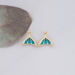 18K Gold Filled Mermaid Tail Pendant,Enamel Mermaid Tail Charm Bracelet Necklace for DIY Jewelry Making Supply