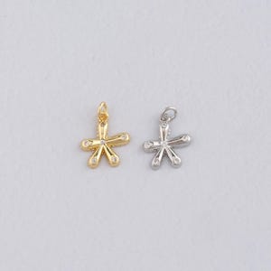 18K Gold Filled Flower Pendant,CZ Flower Charm Bracelet Necklace for DIY Jewelry Making Supply