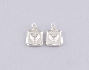 Silver Heart Pendant,Heart Charm Bracelet Necklace for DIY Jewelry Making Supply