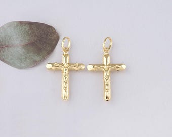 Pendentif croix en or 18 carats, collier de bracelet à breloques religieux pour la fabrication de bijoux à bricoler soi-même