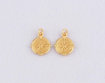 24K Gold Filled North Star Pendant,Star Charm Bracelet Necklace for DIY Jewelry Making Supply