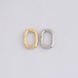 18K Gold Filled Oval Carabiner Clips,Dainty Spring Push Gate Clasp Lock for DIY Jewelry Necklace Bracelet