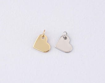 18K Gold Filled Heart Pendant,Gold Heart Charm Bracelet Necklace for DIY Jewelry Making Supply
