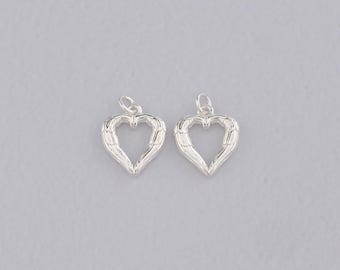 10PCS Silver Heart Pendant,Heart Charm Bracelet Necklace for DIY Jewelry Making Supply
