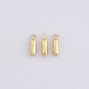 18K Gold Filled Pill Pendant,Gold Capsule Charm Bracelet Necklace for DIY Jewelry Making Supply