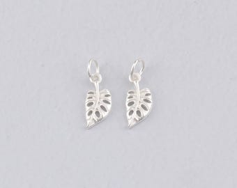 10PCS Silver Leaf Pendant,Leaf Charm Bracelet Necklace for DIY Jewelry Making Supply