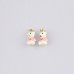 18K Gold Filled Bear Pendant,Enamel Bear Charm Bracelet Necklace for DIY Jewelry Making Supply