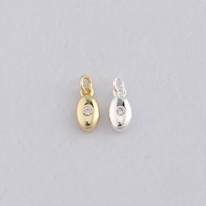 18K Gold Filled Oval Pendant,Dainty Oval Charm Bracelet Necklace for DIY Jewelry Making Supply