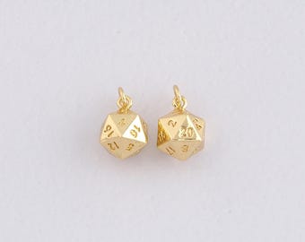 Ciondolo a forma di dado riempito in oro 18 carati, collana con ciondolo a forma di dado portafortuna per la creazione di gioielli fai da te.