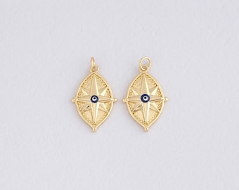 18K Gold Filled North Star Pendant,Celestial Charm Bracelet Necklace for DIY Jewelry Making Supply