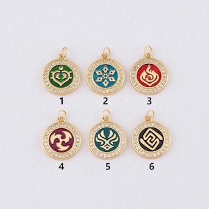 18K Gold Filled Element Anhänger, CZ Micro Pave Element Charm Armband Halskette für DIY Schmuckherstellung Versorgung