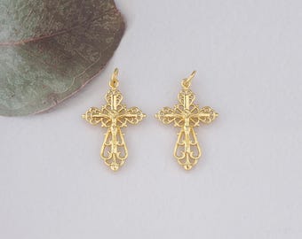 Pendentif croix en or 18 carats, collier de bracelet à breloques croix religieuse pour la fabrication de bijoux à bricoler soi-même