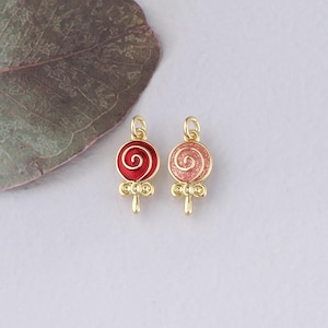 18K Gold Filled Lollipop Pendant,Enamel Lollipop Charm Bracelet Necklace for DIY Jewelry Making Supply