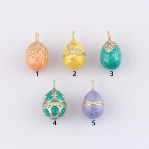 18K Gold Filled Easter Egg Pendant,CZ Micro Pave Easter Egg Charm Earrings Necklace for DIY Jewelry Making Supply