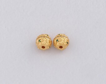 24K Gold Filled Round Spacer Beads,Round Beads Charm Bracelet Necklace for DIY Jewelry Making Supply
