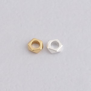 10PCS 18K Gold Filled Hexagon Spacer Beads,Flat Hexagon Bead,Geometry Beads Charm Bracelet Necklace for DIY Jewelry Making Supply