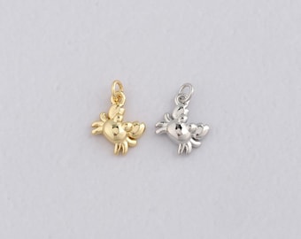 18K Gold gefüllte Krabbe Anhänger, zierliche Krabbe Charme Armband Halskette für DIY Schmuckherstellung Versorgung