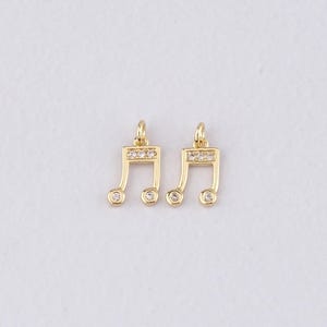 18K Gold Filled Musical Note Pendant,CZ Micro Pave Musical Note Charm Bracelet Necklace for DIY Jewelry Making Supply