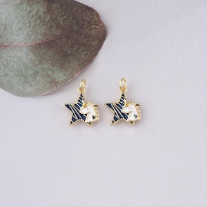 18K Gold Filled Unicorn Pendant,Enamel Unicorn Charm Bracelet Necklace for DIY Jewelry Making Supply