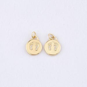 Ciondolo a forma di piede riempito in oro 18 carati, ciondolo a forma di piede di bambino con micro pavé di zirconi cubici, collana, braccialetto, fornitura per la creazione di gioielli fai da te.