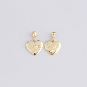 18K Gold Filled Love Heart Pendant,Gold Heart Charm Bracelet Necklace for DIY Jewelry Making Supply