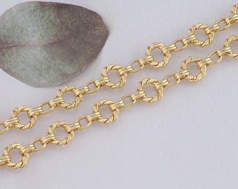 3.28Feet 18K Gold Filled Round Chain,Link Chain Necklace,Twist Round Chain for DIY Jewelry Making Supply