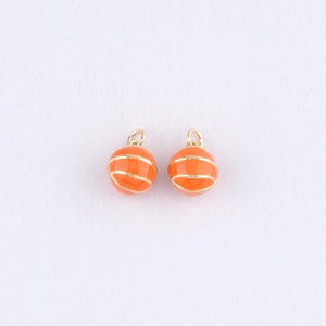 18K Gold Filled Basketball Pendant,Enamel Basketball Charm Bracelet Necklace for DIY Jewelry Making Supply