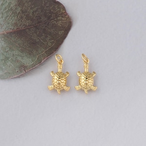 18K Gold Filled Turtle Pendant,Ocean Turtle Charm Bracelet Necklace for DIY Jewelry Making Supply