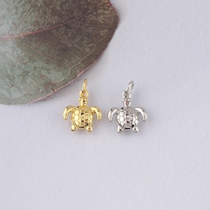 18K Gold Filled Turtle Pendant,Ocean Turtle Charm Bracelet Necklace for DIY Jewelry Making Supply