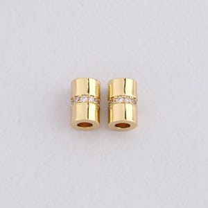 18K Gold Filled Cylinder Spacer Beads,Dainty Barrel Beads Charm Bracelet Necklace for DIY Jewelry Making Supply