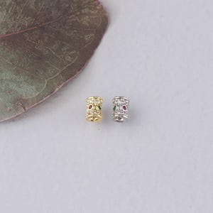 18K Gold Filled Cylinder Spacer Beads,CZ Micro Pave Barrel Beads Charm Bracelet Necklace for DIY Jewelry Making Supply