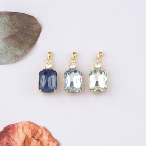 18K Gold Filled Rectangle Pendant,Crystal Rectangle Charm Bracelet Necklace for DIY Jewelry Making Supply