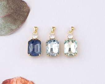 18K Gold Filled Rectangle Pendant,Crystal Rectangle Charm Bracelet Necklace for DIY Jewelry Making Supply