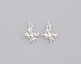 10 colgantes de cangrejo de plata, delicados dijes de cangrejo para pulseras y collares, ideales para hacer joyas DIY.