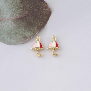 18K Gold Filled Umbrella Pendant,Enamel Umbrella Charm Bracelet Necklace for DIY Jewelry Making Supply