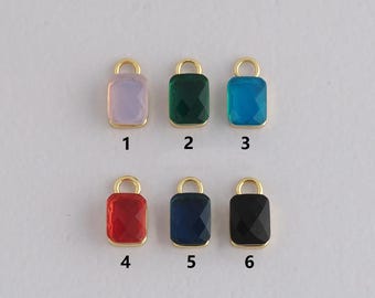 18K Gold Filled Rectangle Pendant,Crystal Rectangle Charm Bracelet Necklace for DIY Jewelry Making Supply