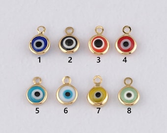 18K Gold Filled Evil Eye Pendant,Evil Eye Charm Bracelet Necklace for DIY Jewelry Making Supply
