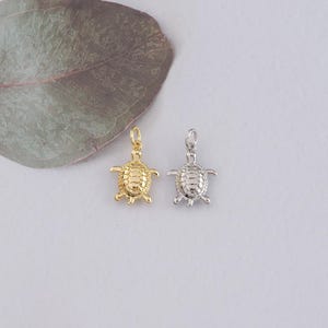 18K Gold Filled Turtle Pendant,Ocean Turtle Charm Bracelet Necklace for DIY Jewelry Making Supply