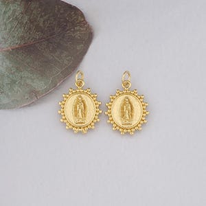 18K Gold Filled Virgin Mary Pendant,Religious Charm Bracelet Necklace for DIY Jewelry Making Supply