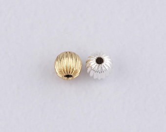 50PCS 18K Gold Filled Ball Spacer Beads,Round Ball Beads Charm Bracelet Necklace for DIY Jewelry Making Supply