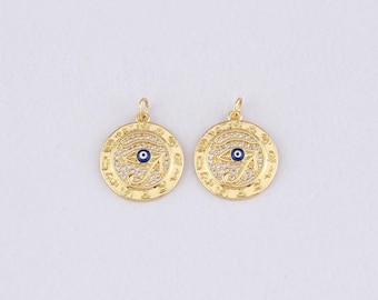 Colgante de Ojo de Horus relleno de oro de 18 quilates, pulsera con dije de Ojo de Horus con micropavé de circonita cúbica para hacer joyas DIY.