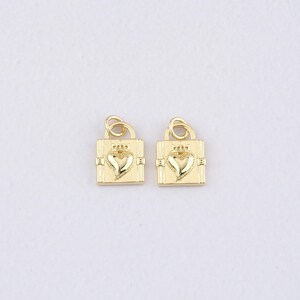 18K Gold Filled Lock Pendant,Gold Lock Charm Bracelet Necklace for DIY Jewelry Making Supply