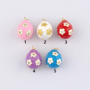 18K Gold Filled Easter Egg Pendant,Enamel Easter Egg Charm Earrings Necklace for DIY Jewelry Making Supply
