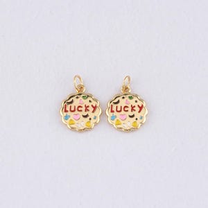 18K Gold Filled Lucky Pendant,Gold Lucky Charm Bracelet Necklace for DIY Jewelry Making Supply