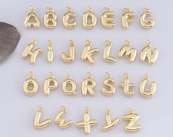 18K Gold Filled letter Pendant,Personalise initial Charm Bracelet Necklace for DIY Jewelry Making Supply