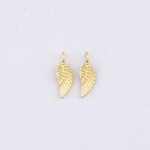 18K Gold Filled Wings Pendant,Gold Wing Charm Bracelet Necklace for DIY Jewelry Making Supply